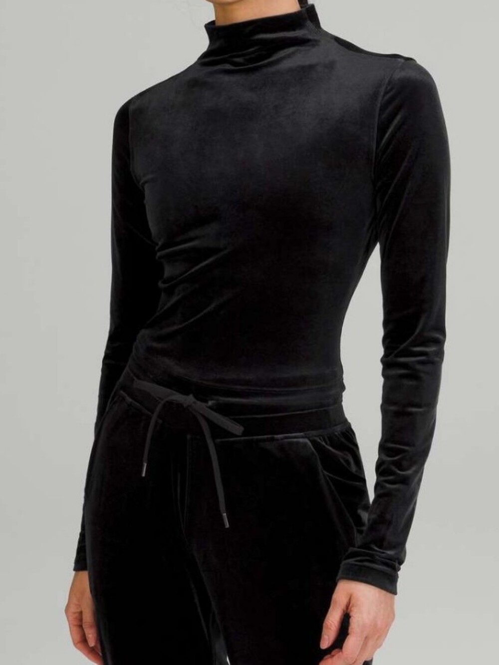 Lululemon All Aligned Mock Neck Long Sleeve Shirt *Crushed Velvet Black Size 4